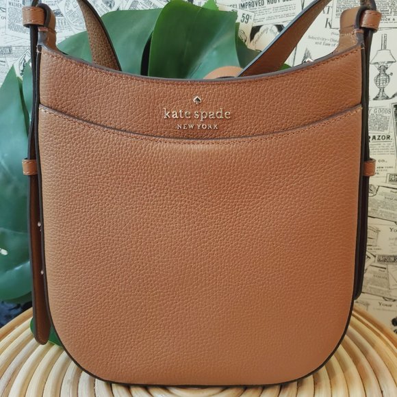 Kate Spade Leila North South Top Zip Crossbody Warm Ginger Bread Pebbled Leather - Picture 4 of 8